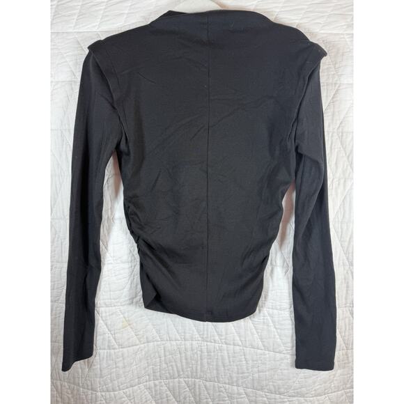 Michael Stars Evereve Shirt Womens Small Black Denise Ultra Rib Mock Neck New - Picture 3 of 6